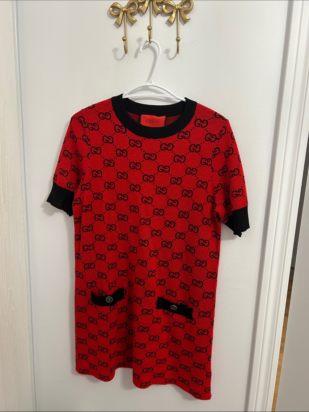 Gucci Red and Black Kids Nightgown with GG Logo